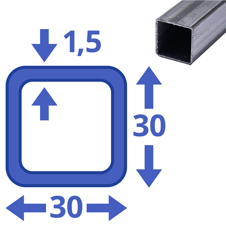 blanke vierkante koker 30x30x1,5mm