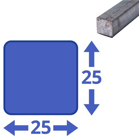 stalen massief vierkant 25x25mm